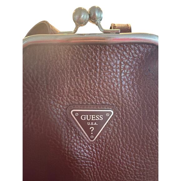 Rare Y2K Guess Leather Kisslock Backpack